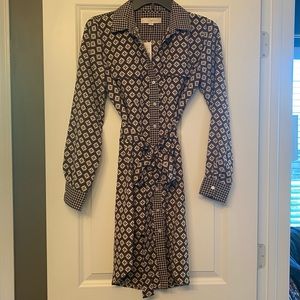 NWT XS Loft patterned Shirt dress with tie